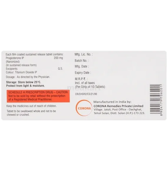 chop sr 200mg tablet 10's